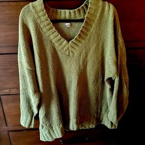 Oversized green chenille sweater